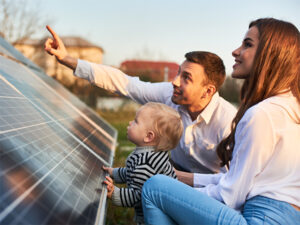 people looking at solar panels